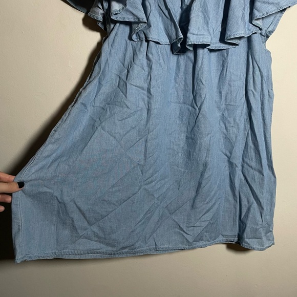 Faded Glory Denim Cotton Off the Shoulder Stretch Ruffle Flowy Top Plus Size XXL - Picture 2 of 6